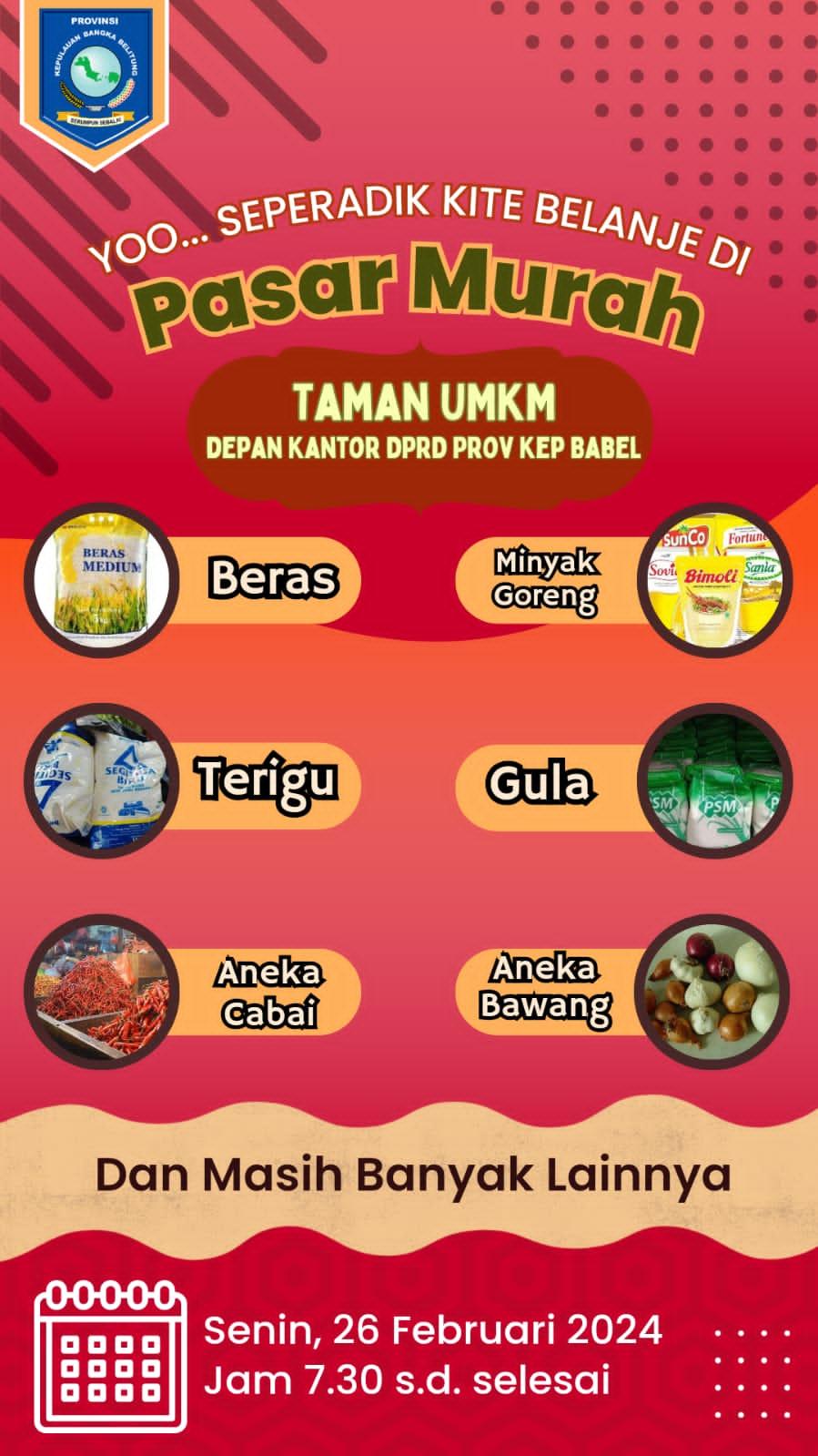  Disperindag Babel Gelar Pasar Murah, Ini Jadwal Dan Tempatnya.