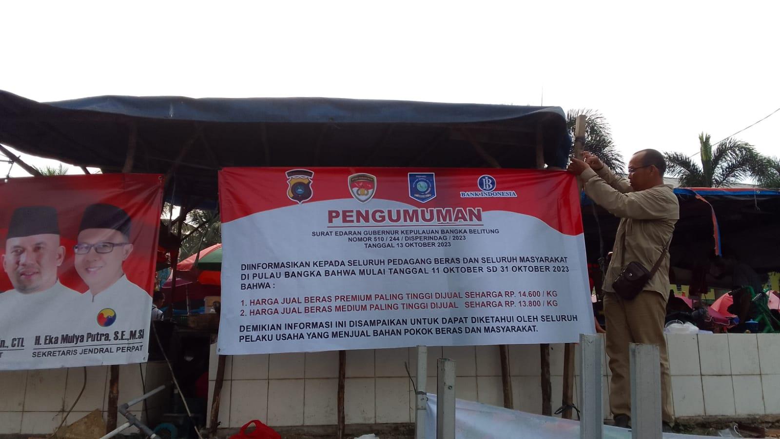 Disperindag Babel Bersama Tim Satgas Pangan Babel,  Sosialisasikan Harga Beras