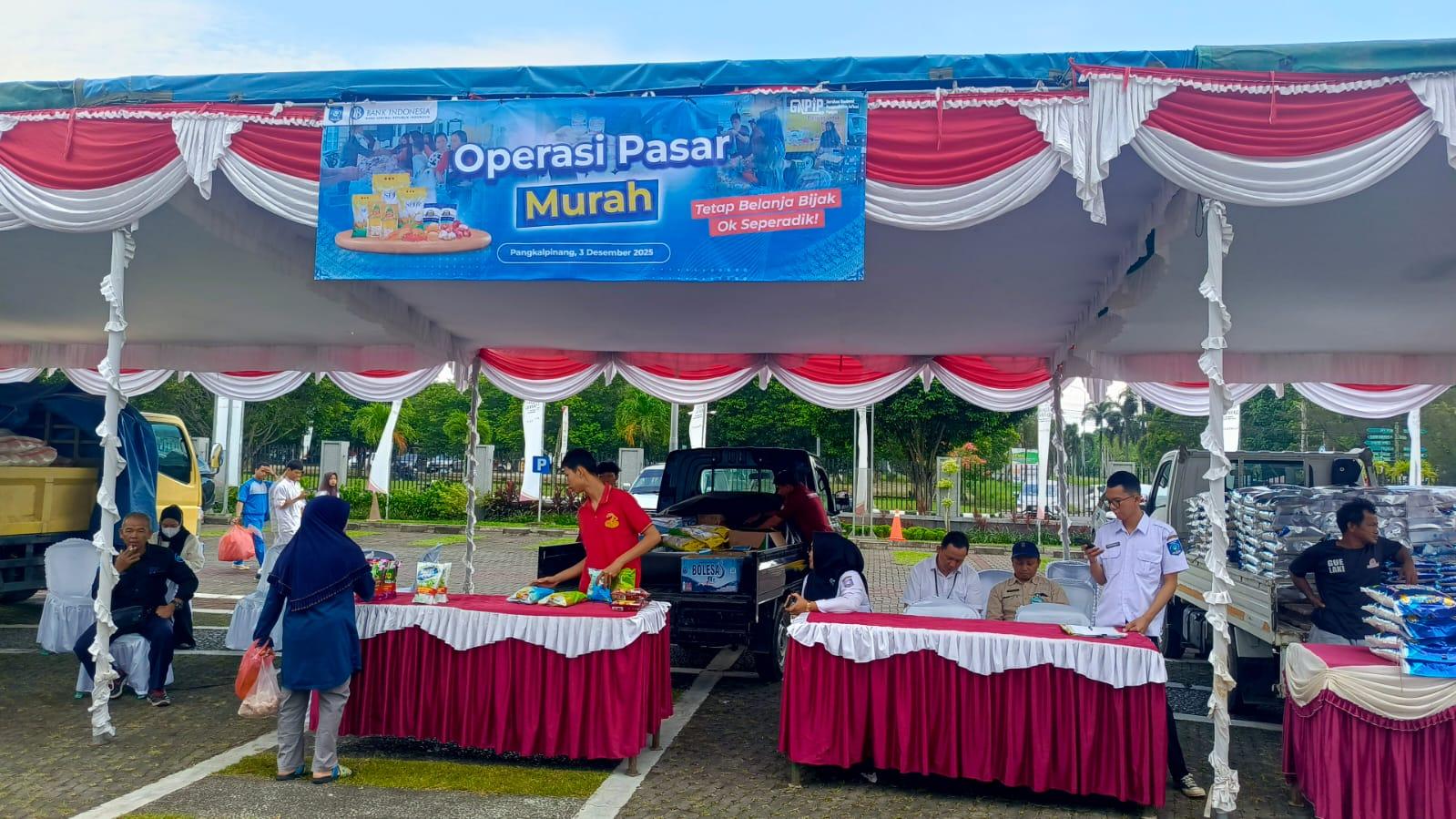 Jelang HKBN Disperindag Babel dan Bank Indonesia Mengadakan  Pasar Murah. 