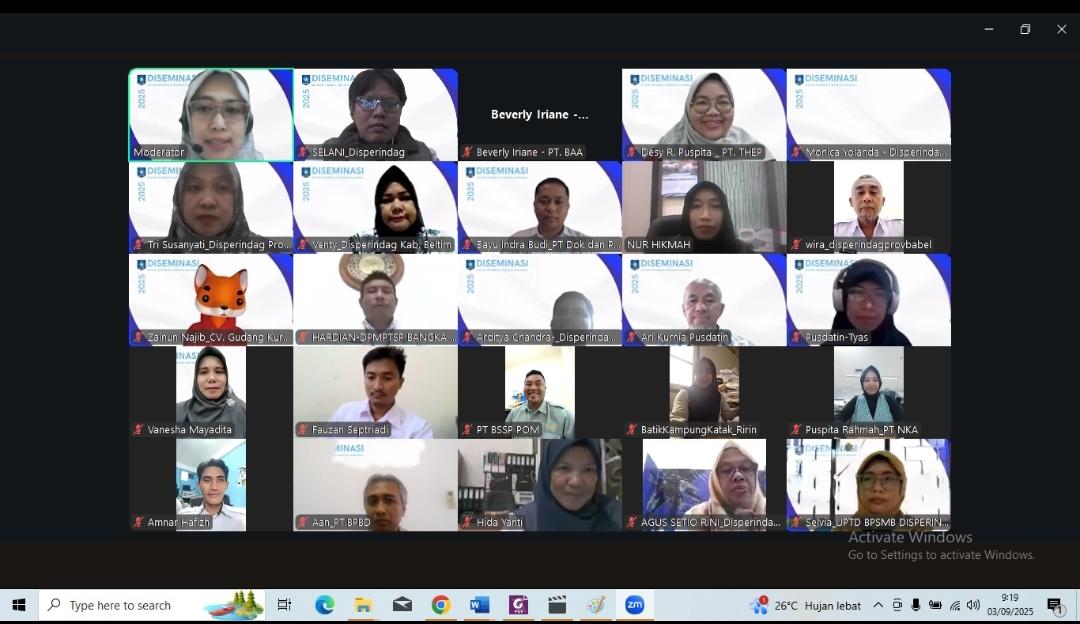 Kuatkan Kepatuhan Perizinan Industri, Disperindag Babel Gelar Diseminasi SIINas