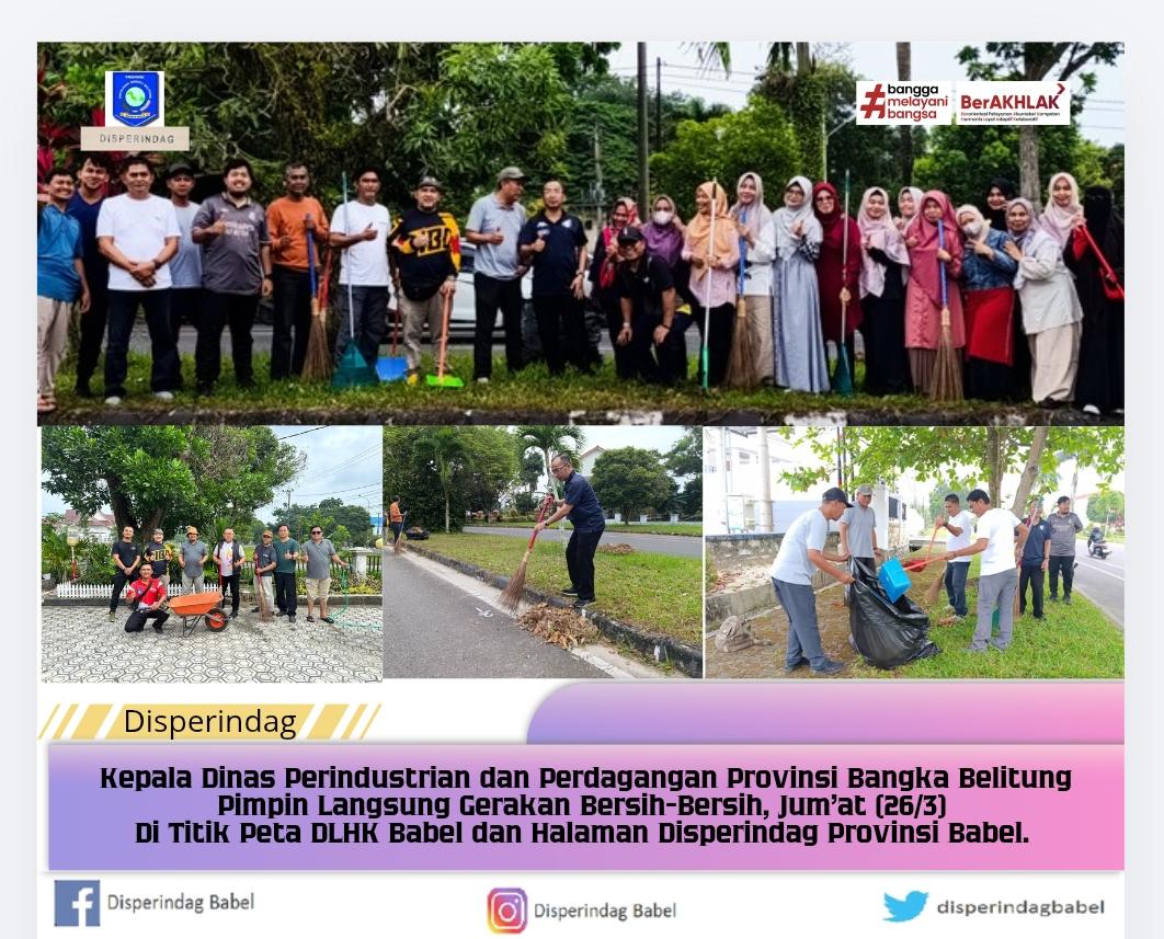 Kepala Disperindag Babel, Subekti Saputra. Pimpin Langsung Gerakan Jumat Bersih-Bersih