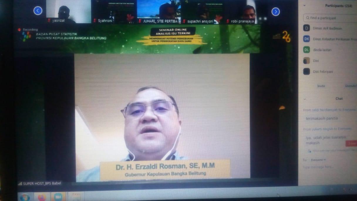 Disperindag Ikuti Seminar Online Analisis Isu Terkini BPS Babel. Di Buka Gubernur Babel