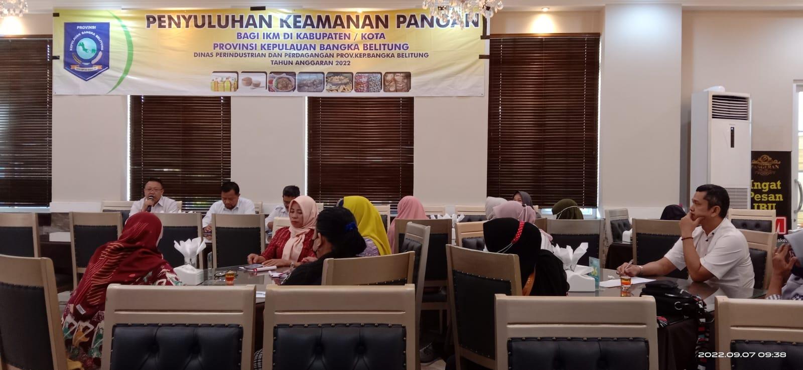 Sekdis Disperindag Babel Deki Susanto, Buka Kegiatan Penyuluhan Keamanan Pangan Bagi IKM Sungaliat